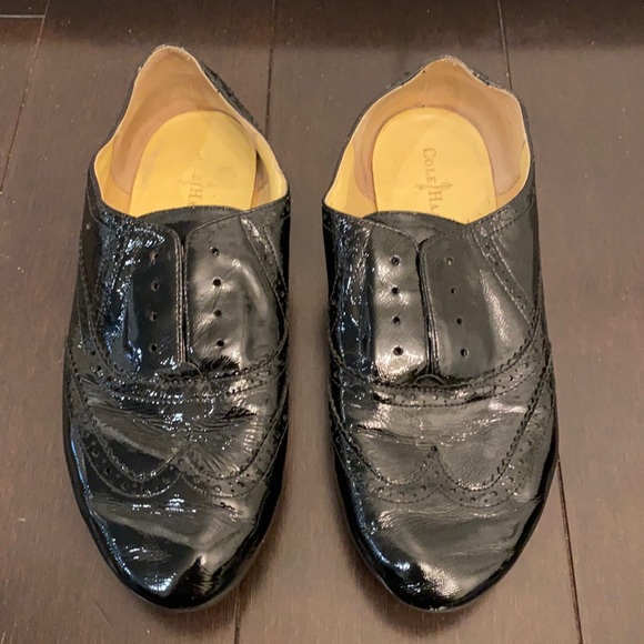 Cole Haan Black Patent Leather Loafers Size 6.5 - Picture 1 of 7